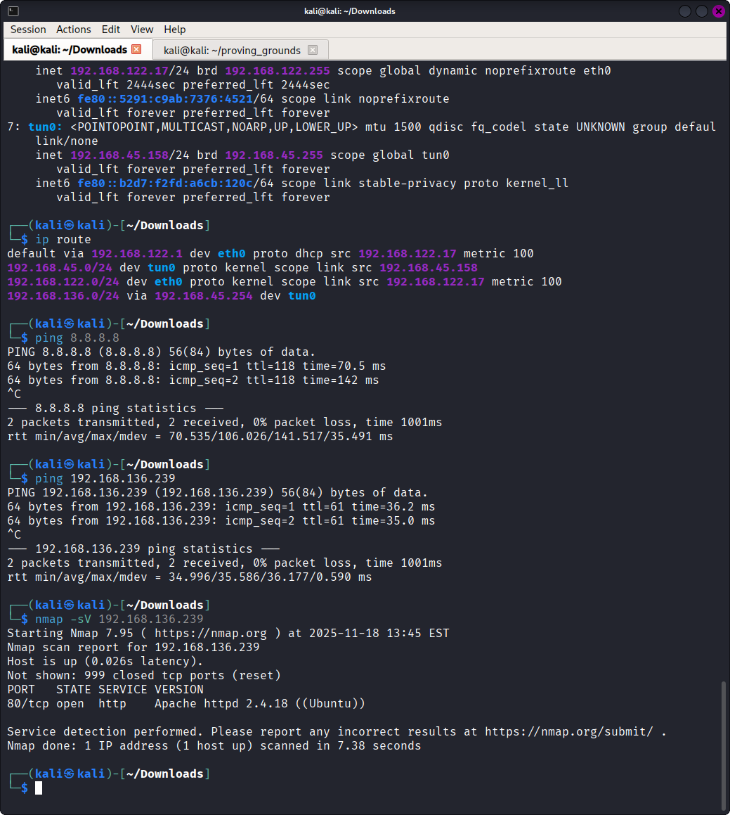 Nmap scan screenshot showing nmap scan results